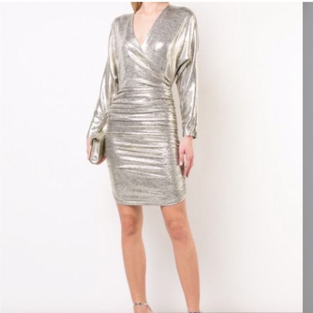 Alice + Olivia Metallic Ruched Pace Dress